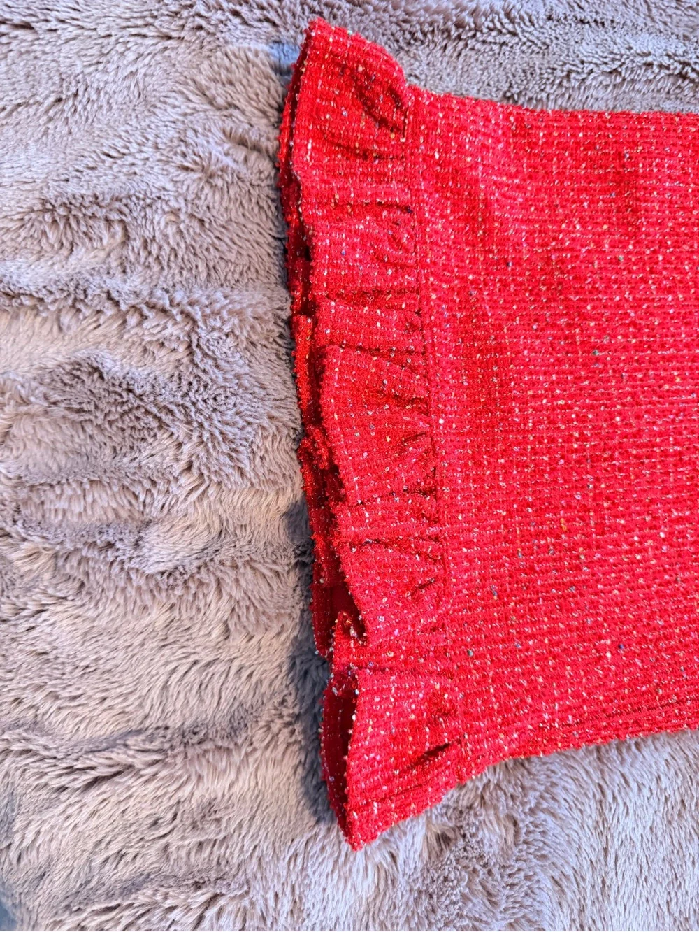 Women Red Knit Two-Piece Set - Strapless top and cropped pants Brand: maeve